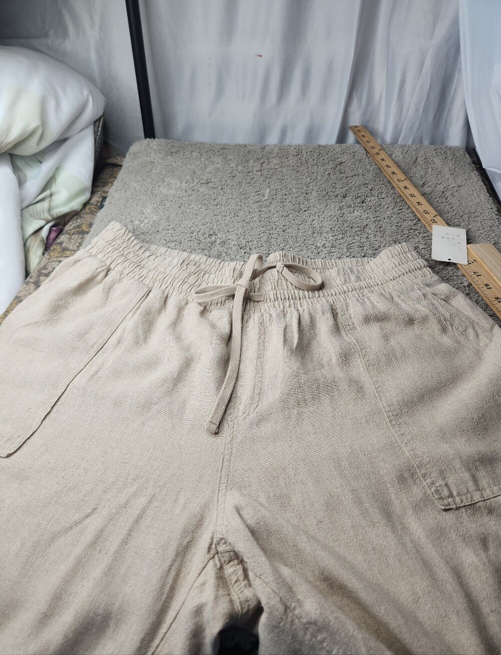 Women's High-Rise Linen Regular Fit Ankle Joggers - A New Day Tan XXL - Picture 2 of 13